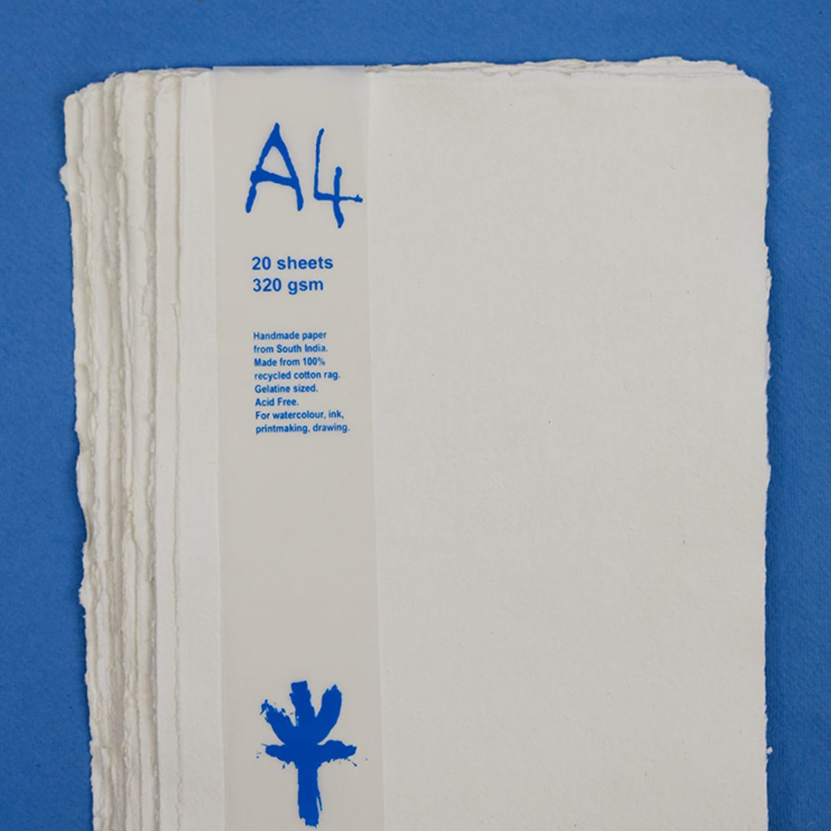 Khadi : Handmade White Rag Paper : 320gsm : Rough : 56x76cm : 20 Sheets